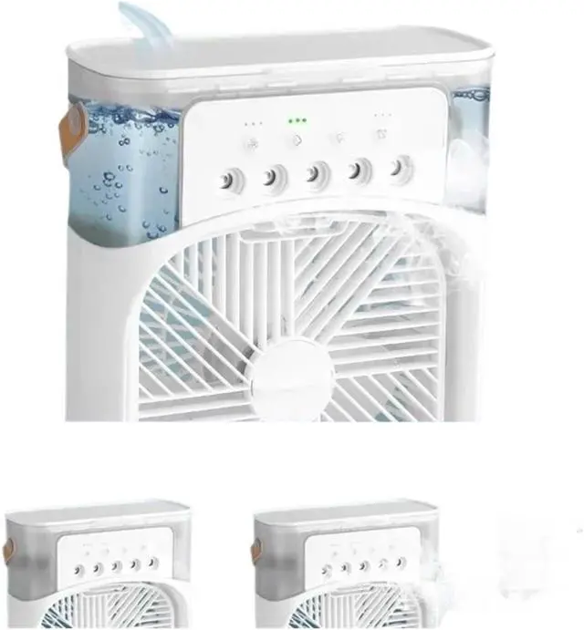 Alt view image 4 of 7 - Portable Humidifier Fan Air Conditioners USB Electric Fan Night Light Mist Fun 3 In 1 Air Cooler Desktop Spray Fan(WHITE)