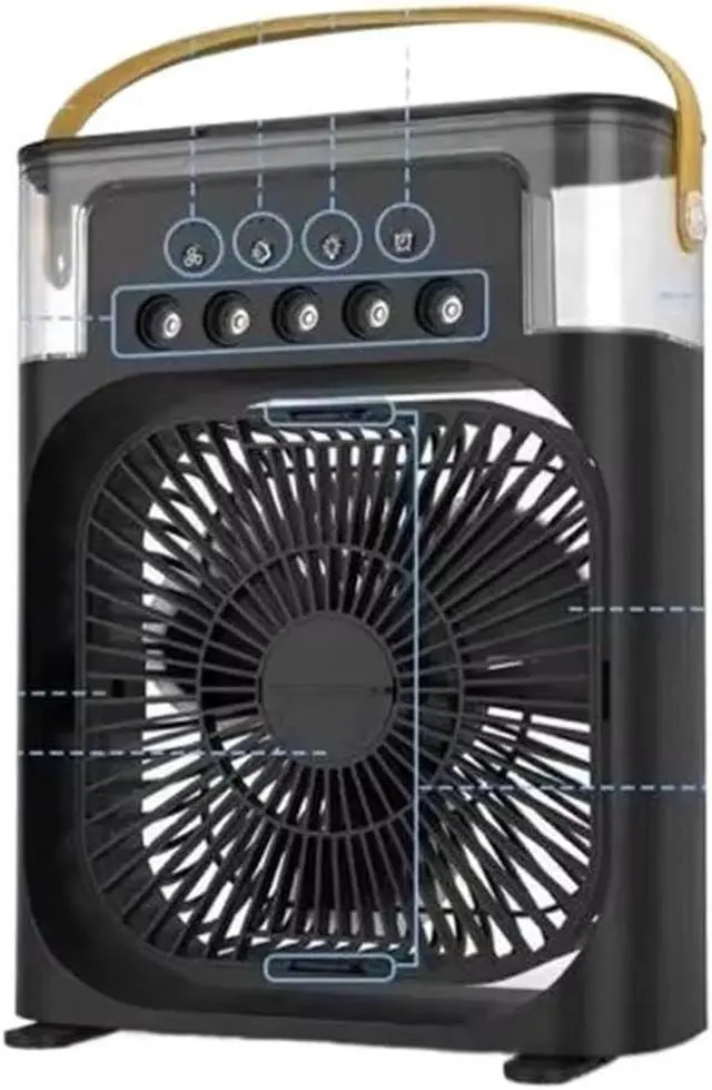 Alt view image 6 of 7 - Portable Humidifier Fan Air Conditioners USB Electric Fan Night Light Mist Fun 3 In 1 Air Cooler Desktop Spray Fan(WHITE)
