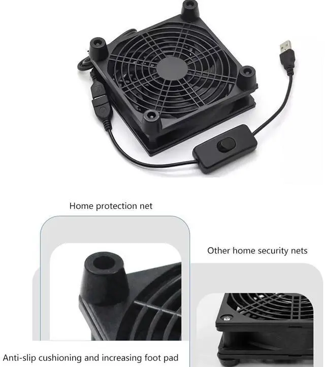 Alt view image 4 of 7 - Efficient 120mm USB Fan with Stand for Cooling Routers Networks Servers Projects and Laptop Cooling