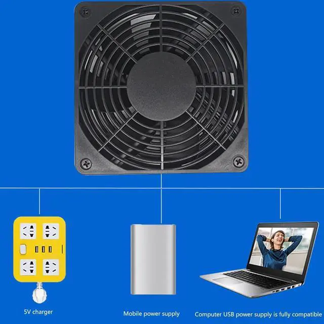 Alt view image 7 of 7 - Efficient 120mm USB Fan with Stand for Cooling Routers Networks Servers Projects and Laptop Cooling