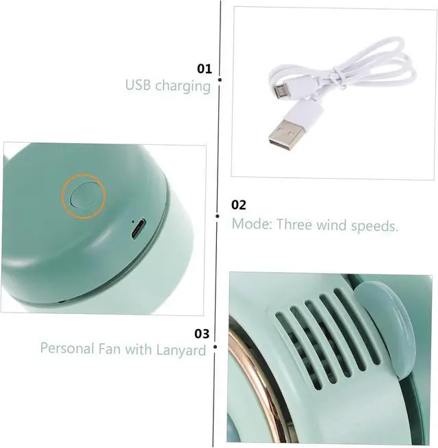 Alt view image 6 of 7 - 5pcs Leafless Hanging Neck Fan Cooling Fan with Lanyard Mini Personal Cooling Neck Fan Portable Hanging Neck Fan Wearable Air Conditioner Fan USB Student Small Fan