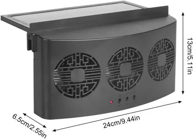 Alt view image 3 of 7 - Car Windown Radiator Exhaust Fan Car Cooler Air Vent Fan Ventilation Radiator USB Charging Solar Powered Fan Car Window Exhaust Fan