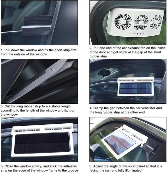 Alt view image 5 of 7 - Car Windown Radiator Exhaust Fan Car Cooler Air Vent Fan Ventilation Radiator USB Charging Solar Powered Fan Car Window Exhaust Fan
