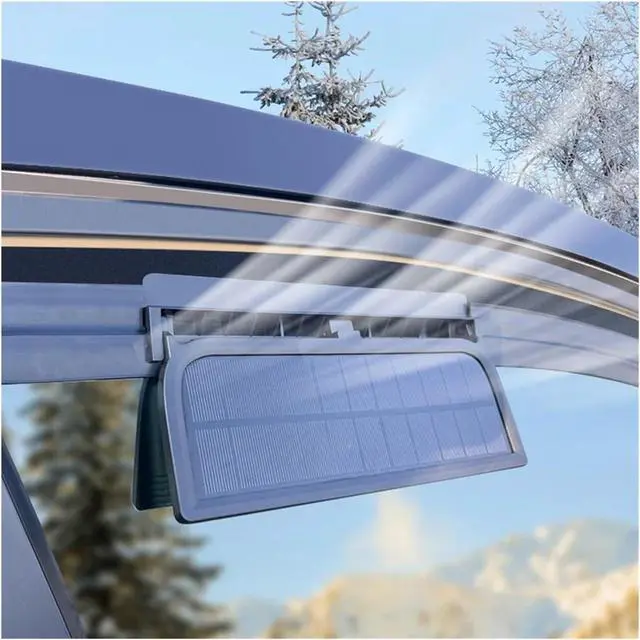 Alt view image 3 of 3 - Car Electric Fan Solar Powered Car Radiator Cooling Fan with 3 Air Outlets Car Window Air Vent Fan USB Powered Ventilation Fan All Cars Reduce Temperature(White XH)