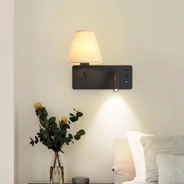 Main image of Modern USB Indoor Wall Lamp Bedside Reading LED Bedroom Study Room Projector with Light Switch Reading Lights (Right)