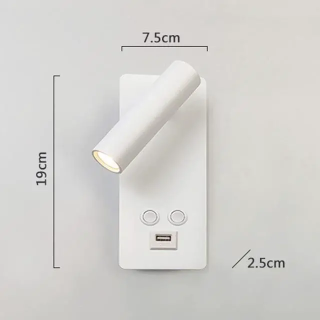Alt view image 2 of 7 - Wall Lights for Living Room Hotel Bedside Lamp Bedroom Adjustable Indoor Lamp 3000K Wall Mounted Bedside Lamp Reading with Rechargeable USB Port White