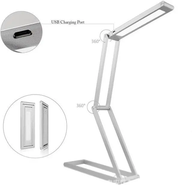 Alt view image 3 of 6 - Portable Foldable LED Multifunction Dimmable Lamp with USB Charging, Creative United of Wall lamp and Desk lamp (Gold) (Silver)