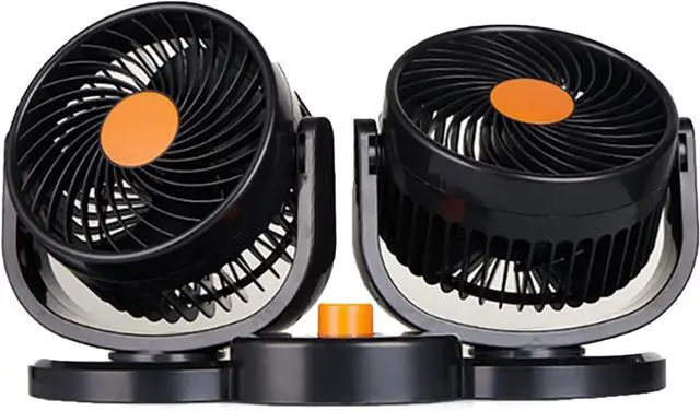 Alt view image 5 of 7 - Car Fan Double Head Electric Vehicle Mounted USB 360 Degree Rotation Auto Cooling Fan 3 Speed Strong for Dashboard ABS