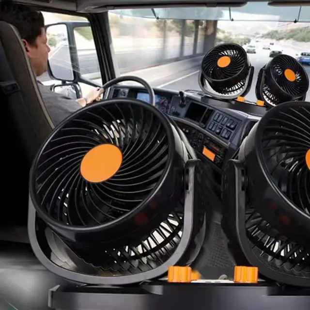 Alt view image 7 of 7 - Car Fan Double Head Electric Vehicle Mounted USB 360 Degree Rotation Auto Cooling Fan 3 Speed Strong for Dashboard ABS