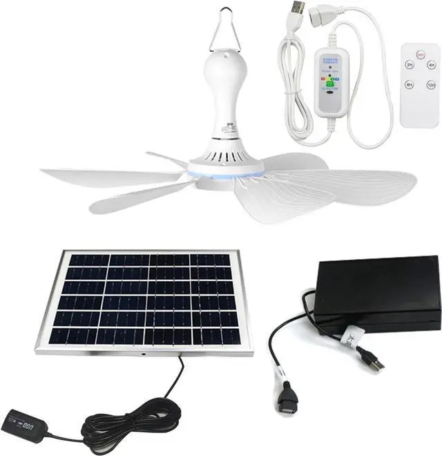 Main image of Solar Fan with Remote Control 6/10w Solar Panel 6V Usb Ceiling Fans 6 Pieces Inserted ABS Blades Can Be Use for 8 Hours