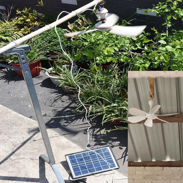 Alt view image 6 of 7 - Solar Fan with Remote Control 6/10w Solar Panel 6V Usb Ceiling Fans 6 Pieces Inserted ABS Blades Can Be Use for 8 Hours