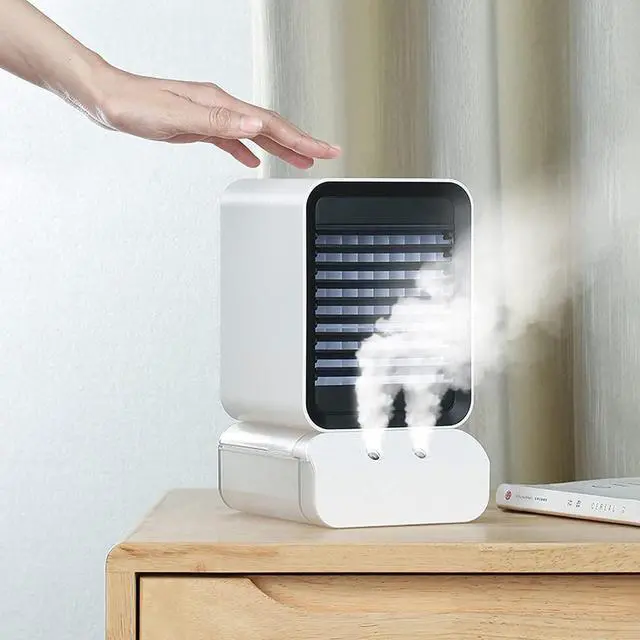 Alt view image 2 of 7 - ZJchao USB Air Conditioner Fan Desktop Air Cooler with Nano RGB Lights 3 Speeds Quiet Humidifier for Home Office