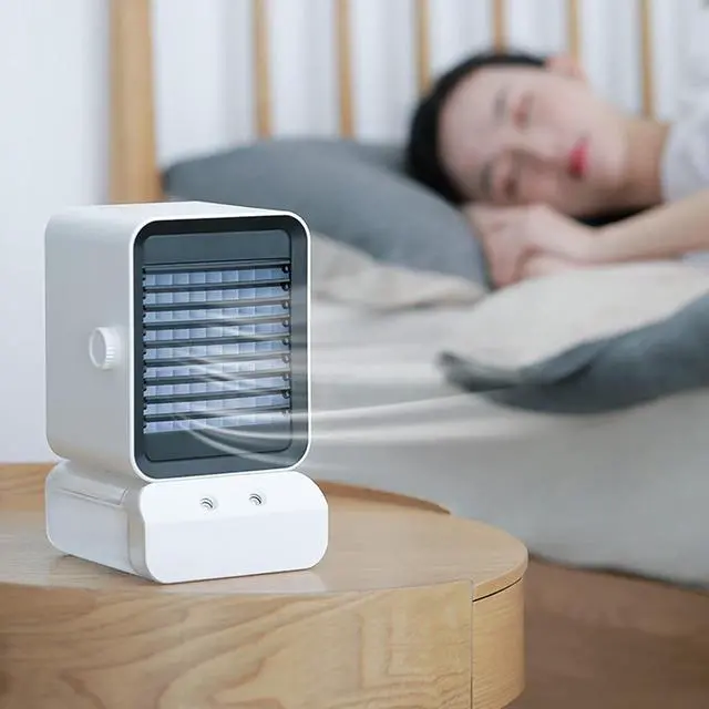 Alt view image 3 of 7 - ZJchao USB Air Conditioner Fan Desktop Air Cooler with Nano RGB Lights 3 Speeds Quiet Humidifier for Home Office