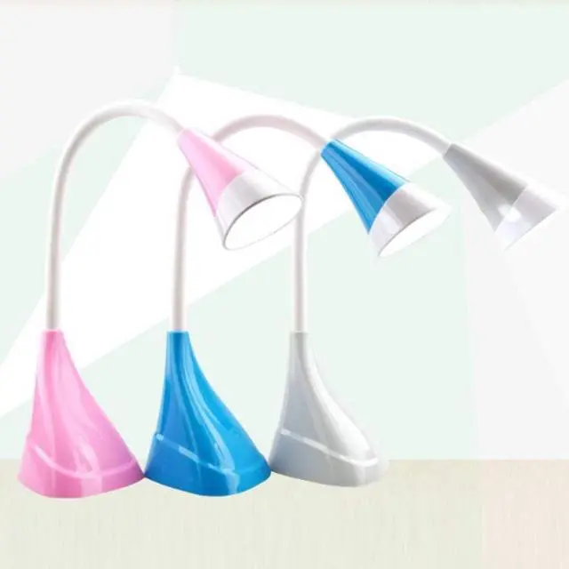 Alt view image 5 of 5 - LED Eye Protection Table Lamp Dimmable USB Rechargeable Touch Switch Bedroom Reading Light Elegant Soft Eye Protection (Color : Gray) (Blue)