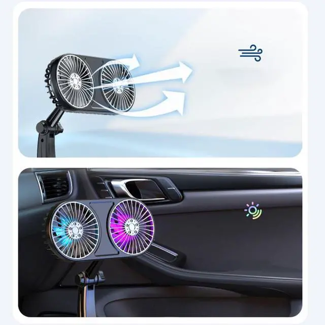 Alt view image 2 of 7 - USB Powered Car Fan 3 Powerful Speeds Adjust with 360 Degree Rotating for Travel Car