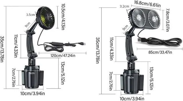 Alt view image 3 of 7 - USB Powered Car Fan 3 Powerful Speeds Adjust with 360 Degree Rotating for Travel Car
