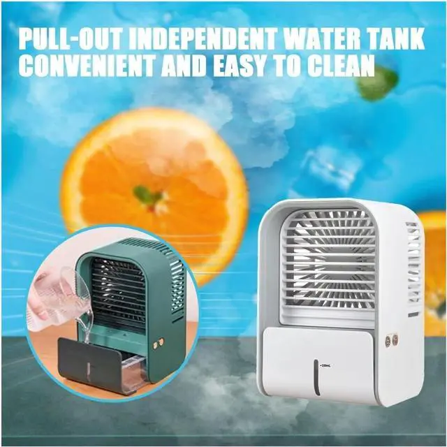 Alt view image 7 of 7 - Portable Air Chiller - USB Rechargeable Evaporative Air Cooler Fan with 3 Quiet Speeds for Home and Office, Compact and Lightweight (Gray)(B)