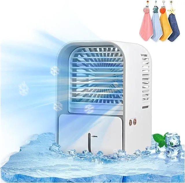 Alt view image 2 of 7 - Portable Air Chiller - USB Rechargeable Evaporative Air Cooler Fan with 3 Quiet Speeds for Home and Office, Compact and Lightweight (Gray)(G)