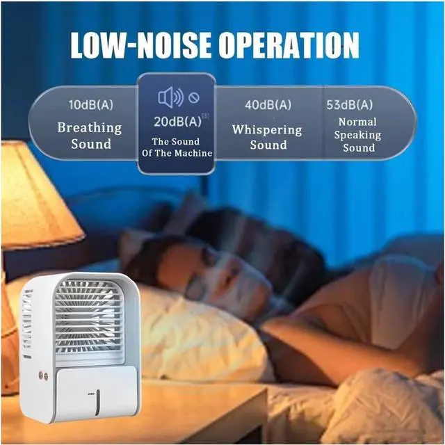 Alt view image 4 of 7 - Portable Air Chiller - USB Rechargeable Evaporative Air Cooler Fan with 3 Quiet Speeds for Home and Office, Compact and Lightweight (Gray)(B)