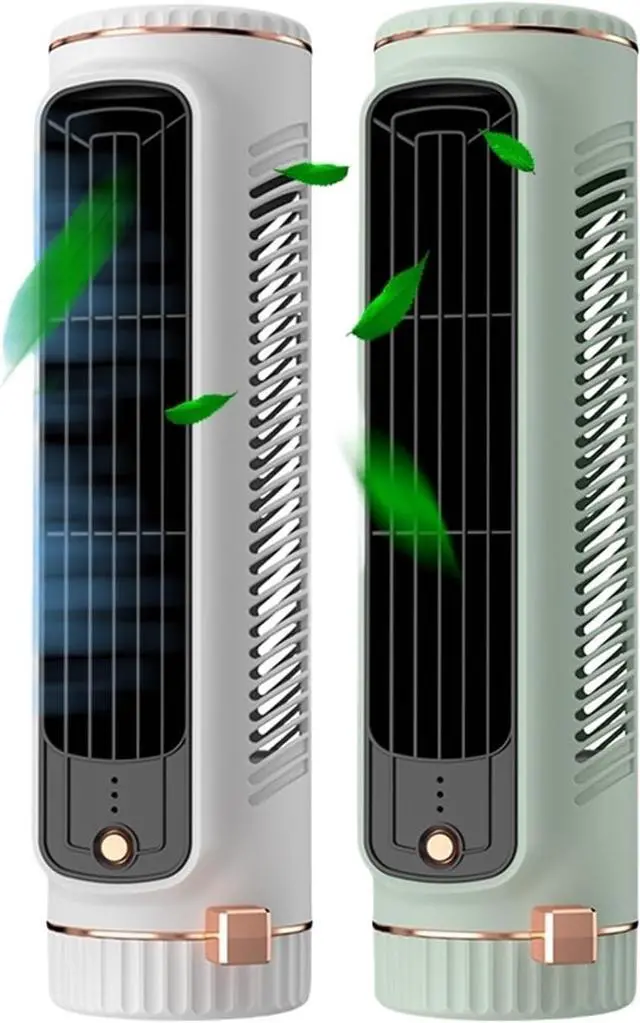 Alt view image 2 of 7 - Tower Fan USB Charging Portable Air Conditioner Desktop Cooling Fan Bladeless Summer Fan Home Office(Green)