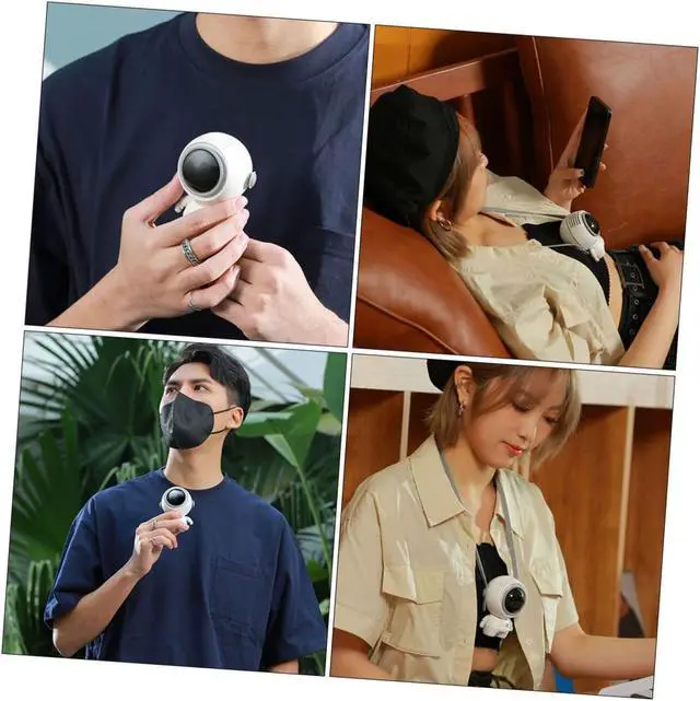 Alt view image 5 of 7 - 3pcs Hanging Neck Fan Desk Fan Rechargeable Neck Fan Baby Camping Fan with Light Hand Free Fan Personal Fan Neck Cooling Fan USB Fan White Air Office Lanyard