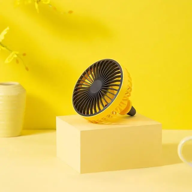Main image of Small Car Fan, Auto Mini Fan with Light, USB Portable Personal Fan, Travel Camping Cooling Fan, USB Powered Lighted Fan,Air Conditioning Vent Auxiliary Fan, 3 Speed Adjustable,Yellow
