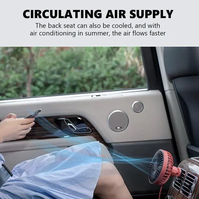 Alt view image 2 of 7 - Small Car Fan, Auto Mini Fan with Light, USB Portable Personal Fan, Travel Camping Cooling Fan, USB Powered Lighted Fan,Air Conditioning Vent Auxiliary Fan, 3 Speed Adjustable,Yellow