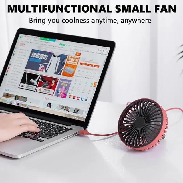 Alt view image 3 of 7 - Small Car Fan, Auto Mini Fan with Light, USB Portable Personal Fan, Travel Camping Cooling Fan, USB Powered Lighted Fan,Air Conditioning Vent Auxiliary Fan, 3 Speed Adjustable,Yellow