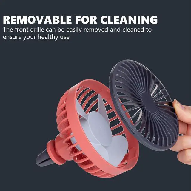 Alt view image 5 of 7 - Small Car Fan, Auto Mini Fan with Light, USB Portable Personal Fan, Travel Camping Cooling Fan, USB Powered Lighted Fan,Air Conditioning Vent Auxiliary Fan, 3 Speed Adjustable,Yellow