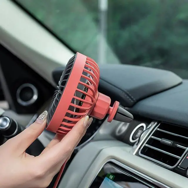 Alt view image 6 of 7 - Small Car Fan, Auto Mini Fan with Light, USB Portable Personal Fan, Travel Camping Cooling Fan, USB Powered Lighted Fan,Air Conditioning Vent Auxiliary Fan, 3 Speed Adjustable,Yellow