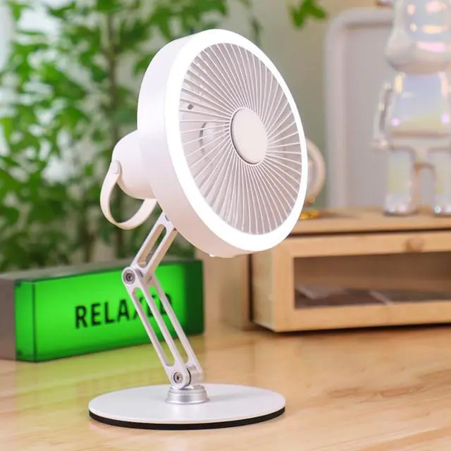Alt view image 2 of 7 - 360 Degree Rotating Base USB Desktop Fan Adjustable 3 Speed Quiet Fan With LED Lighting Cooling For Office Adjustable Speed Desk