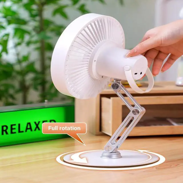 Alt view image 4 of 7 - 360 Degree Rotating Base USB Desktop Fan Adjustable 3 Speed Quiet Fan With LED Lighting Cooling For Office Adjustable Speed Desk