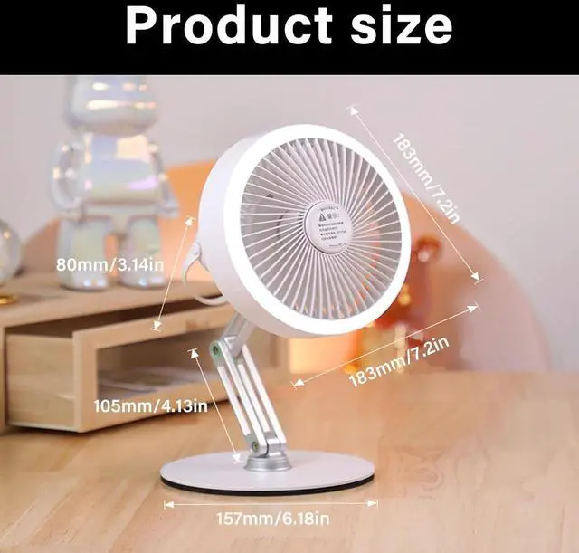 Alt view image 6 of 7 - 360 Degree Rotating Base USB Desktop Fan Adjustable 3 Speed Quiet Fan With LED Lighting Cooling For Office Adjustable Speed Desk