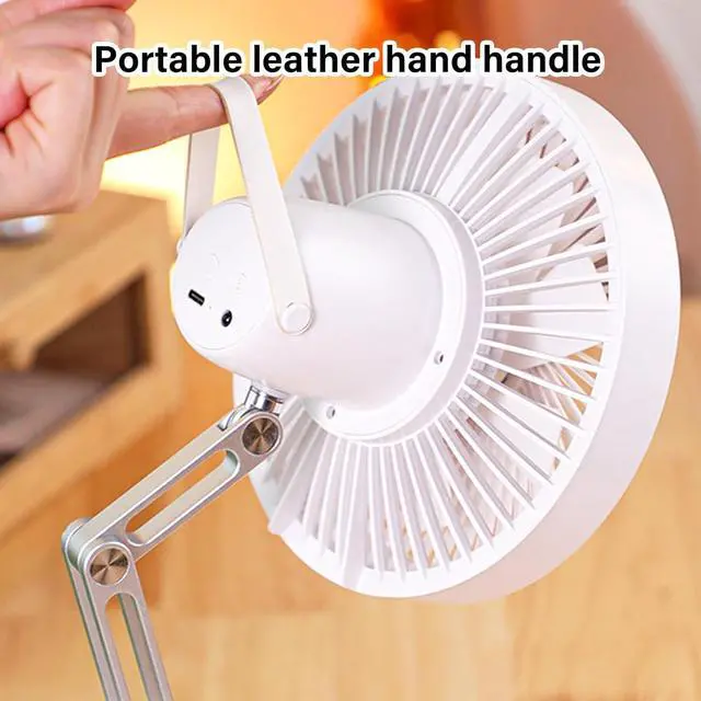 Alt view image 7 of 7 - 360 Degree Rotating Base USB Desktop Fan Adjustable 3 Speed Quiet Fan With LED Lighting Cooling For Office Adjustable Speed Desk