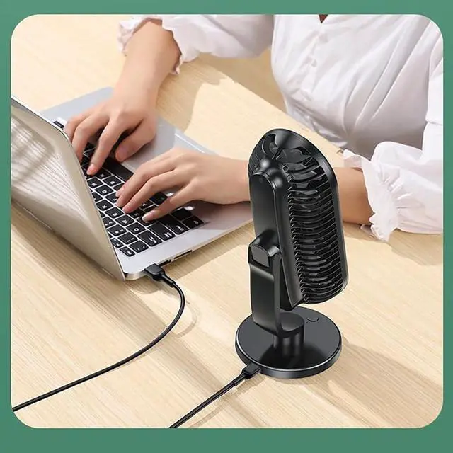 Alt view image 2 of 5 - Strong Airflow Mini Fan Dual Fan with 3 Speeds Portable Small Power Handheld Fan USB Rechargeable Battery Operated Small But Powerful Table Fan Portable