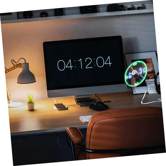 Alt view image 5 of 7 - POPETPOP 3pcs LED Clock Fan Mini USB Computer Fan with Temperature Display for Home Office and Travel Compact and Lightweight Design Durable and Material present Option