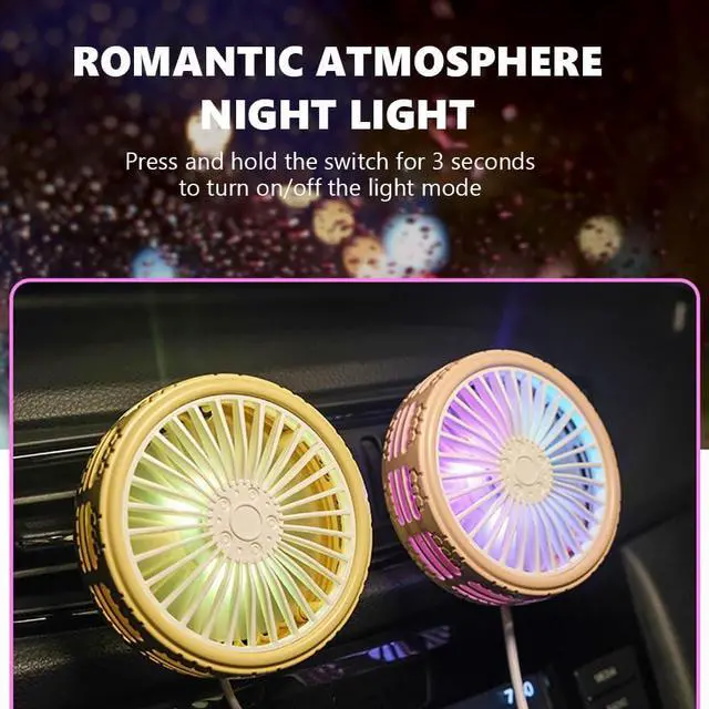 Alt view image 4 of 7 - Mini Fan for Car,Tire-Shape Cooling Fan for Summer, USB Clip on Fan, Travel Camping Small Fan, 3 Speed Adjustable, Car Air Vent USB Fans, Portable Desk Fan, Multifunctional Personal Fan,Black