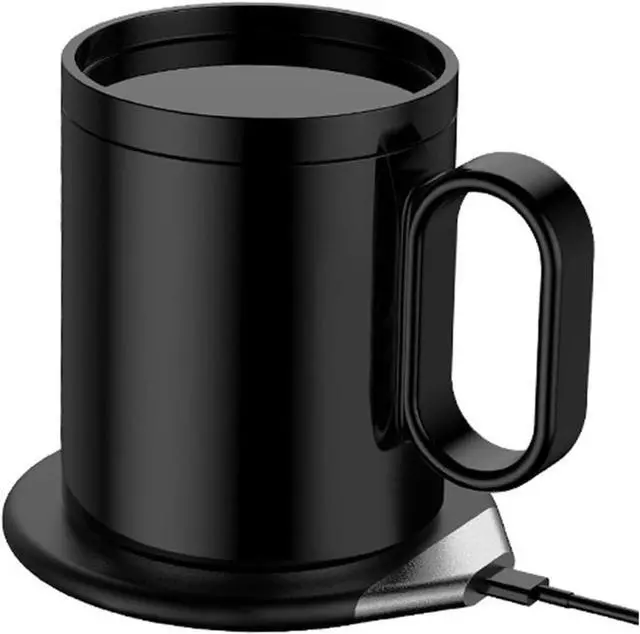 Main image of 350ml Smart Warming Cup, 55 Constant Temperature USB-C Heated Mug with Wireless Base, Self-Heating Coffee & Milk Mug for Office & Home Use, Black/White(Black)