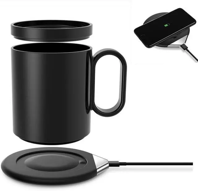 Alt view image 2 of 7 - 350ml Smart Warming Cup, 55 Constant Temperature USB-C Heated Mug with Wireless Base, Self-Heating Coffee & Milk Mug for Office & Home Use, Black/White(Black)
