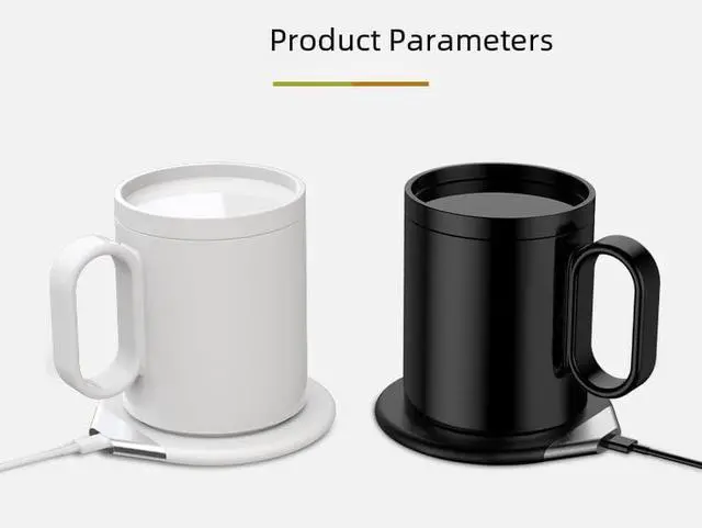 Alt view image 5 of 7 - 350ml Smart Warming Cup, 55 Constant Temperature USB-C Heated Mug with Wireless Base, Self-Heating Coffee & Milk Mug for Office & Home Use, Black/White(Black)