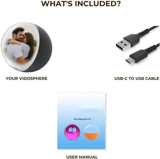 Alt view image 7 of 7 - Memory Sphere Lamp, USB Rechargeable Led Glass Memory Sphere Gift, 3D Crystal Ball with Digital Display, Memorys Orb Video Crystal Ball, Memorys Orb Lamp (White)