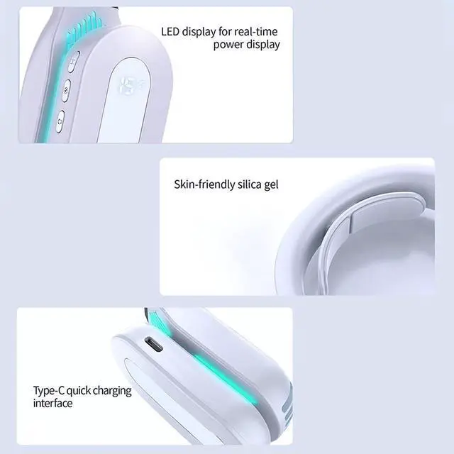 Alt view image 4 of 7 - Personal Neck Fan,USB Rechargeable Hands Free Bladeless Portable Mini Fans, Cold Compress/hot Compress Shoulder Neck Therapy InstrumentHeadphone Design Neck Air Conditioner, for Outdoor Travel
