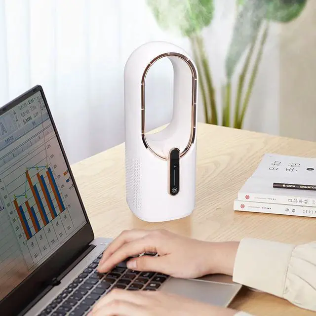 Alt view image 2 of 7 - Desk Fan, Mini Bladeless Fan with 3 Cooling Speed Quiet Touch Control Fan Portable USB Charging Fan for Bedroom OfficePersonal Fans
