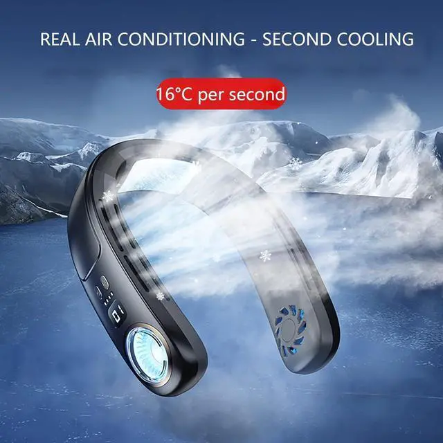 Alt view image 4 of 7 - Neck Air Conditioner Portable, Neck ac Air Conditioner 3-Speed, Hands Free Semiconductor Cooling Bladeless Fan, Neck Cooler With Light, 4000 MAh for Outdoor/home/office