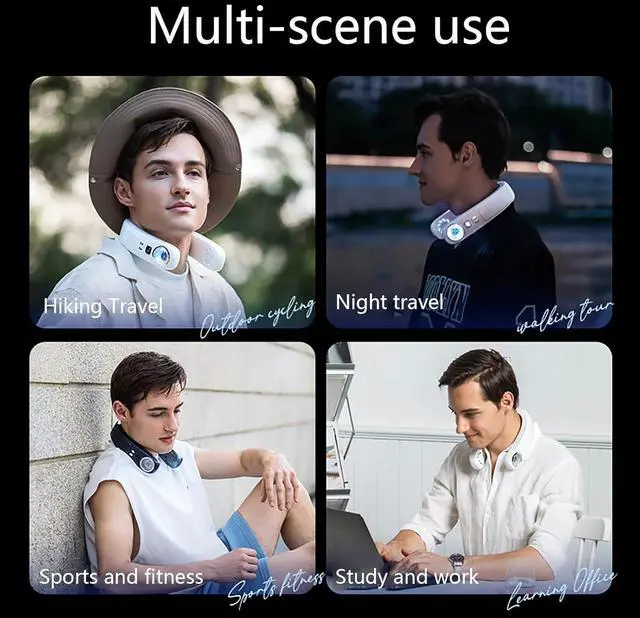 Alt view image 7 of 7 - Neck Air Conditioner Portable, Neck ac Air Conditioner 3-Speed, Hands Free Semiconductor Cooling Bladeless Fan, Neck Cooler With Light, 4000 MAh for Outdoor/home/office