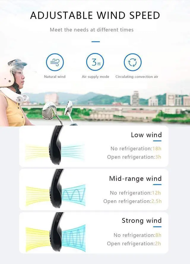 Alt view image 3 of 6 - Neck Fan Air Conditioner Portable Personal Neck Fan Air Conditioner Wearable Ac Battery Rechargeable Mini Personal Fan Cooling Bladeless Neck Fan for Women Men Ice Cooler Outdoor Neck Fan