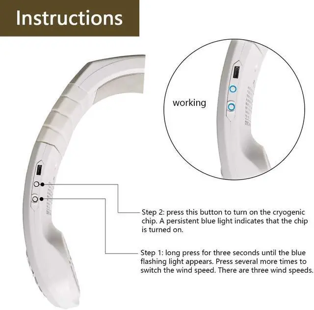 Alt view image 4 of 6 - Neck Fan Air Conditioner Portable Personal Neck Fan Air Conditioner Wearable Ac Battery Rechargeable Mini Personal Fan Cooling Bladeless Neck Fan for Women Men Ice Cooler Outdoor Neck Fan