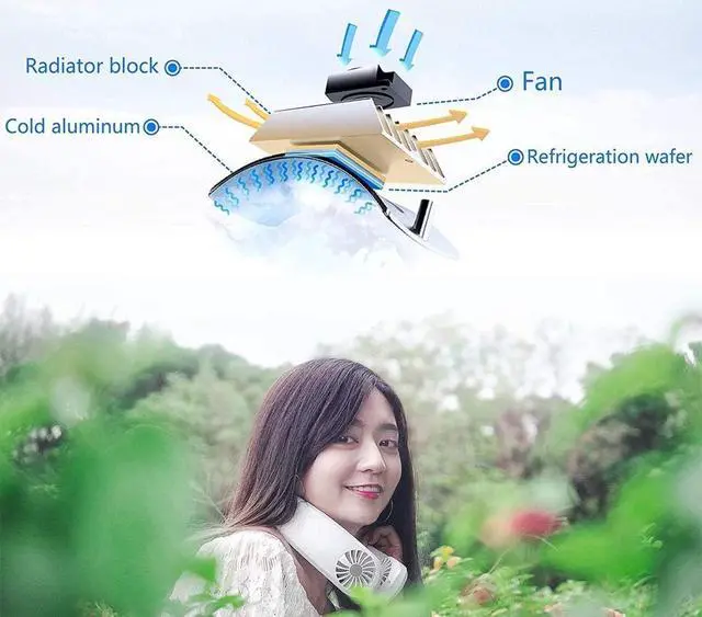 Alt view image 5 of 6 - Neck Fan Air Conditioner Portable Personal Neck Fan Air Conditioner Wearable Ac Battery Rechargeable Mini Personal Fan Cooling Bladeless Neck Fan for Women Men Ice Cooler Outdoor Neck Fan