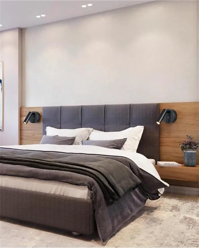 Alt view image 3 of 7 - White,Hardwired Lamp to Reading Book Touch Dimmer Switch Sconces LED Bedside Reading Light USB Charger Focus Beam Home RV Boat