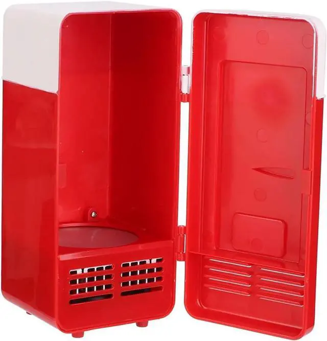 Alt view image 3 of 6 - Mini USB Office Mini Heating And Cooling Dual Use Portable Refrigerator Drink Cooler(Red)